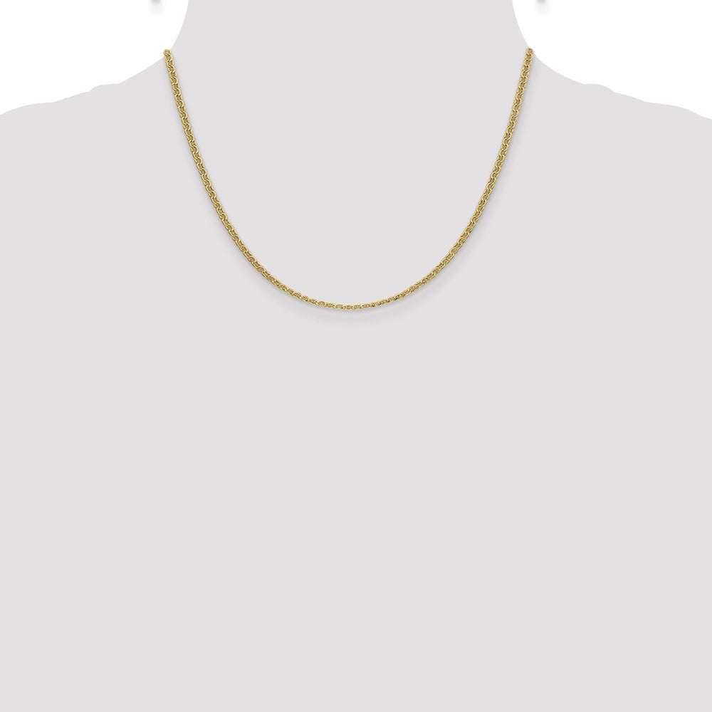 18 Inch 14K Yellow Gold 2.4mm Semi Solid Anchor Chain Necklace