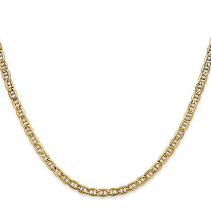 18 Inch 14K Yellow Gold 3.2mm Semi Solid Anchor Chain Necklace
