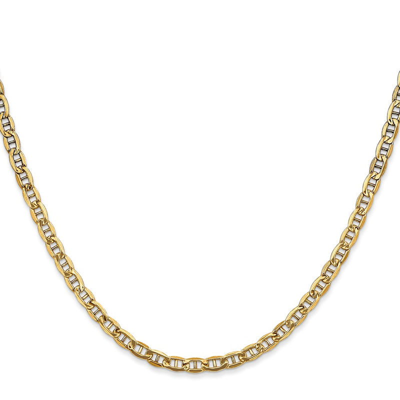 18 Inch 14K Yellow Gold 3.2mm Semi Solid Anchor Chain Necklace