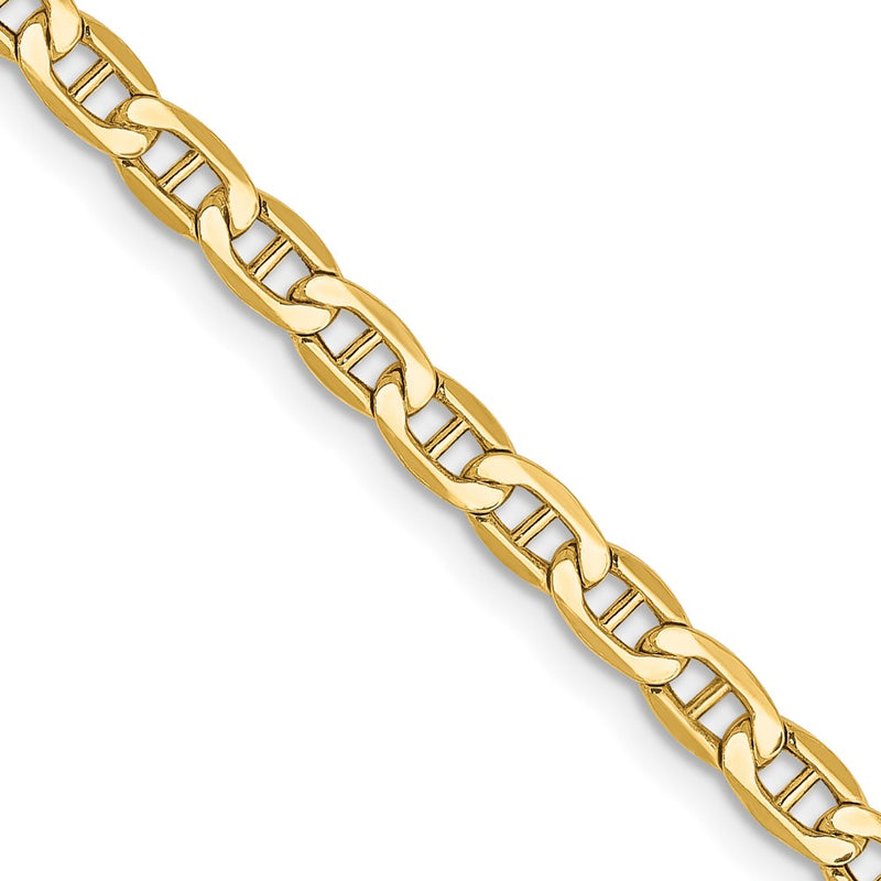 2 Inch 14K Yellow Gold 3.2mm Semi Solid Anchor Chain Necklace