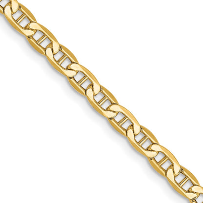 22 Inch 14K Yellow Gold 3.2mm Semi Solid Anchor Chain Necklace