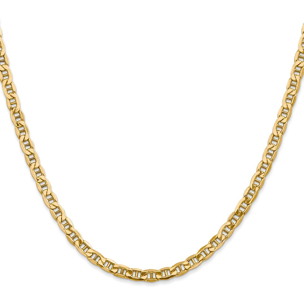 16 Inch 14K Yellow Gold 4mm Semi Solid Anchor Chain Necklace