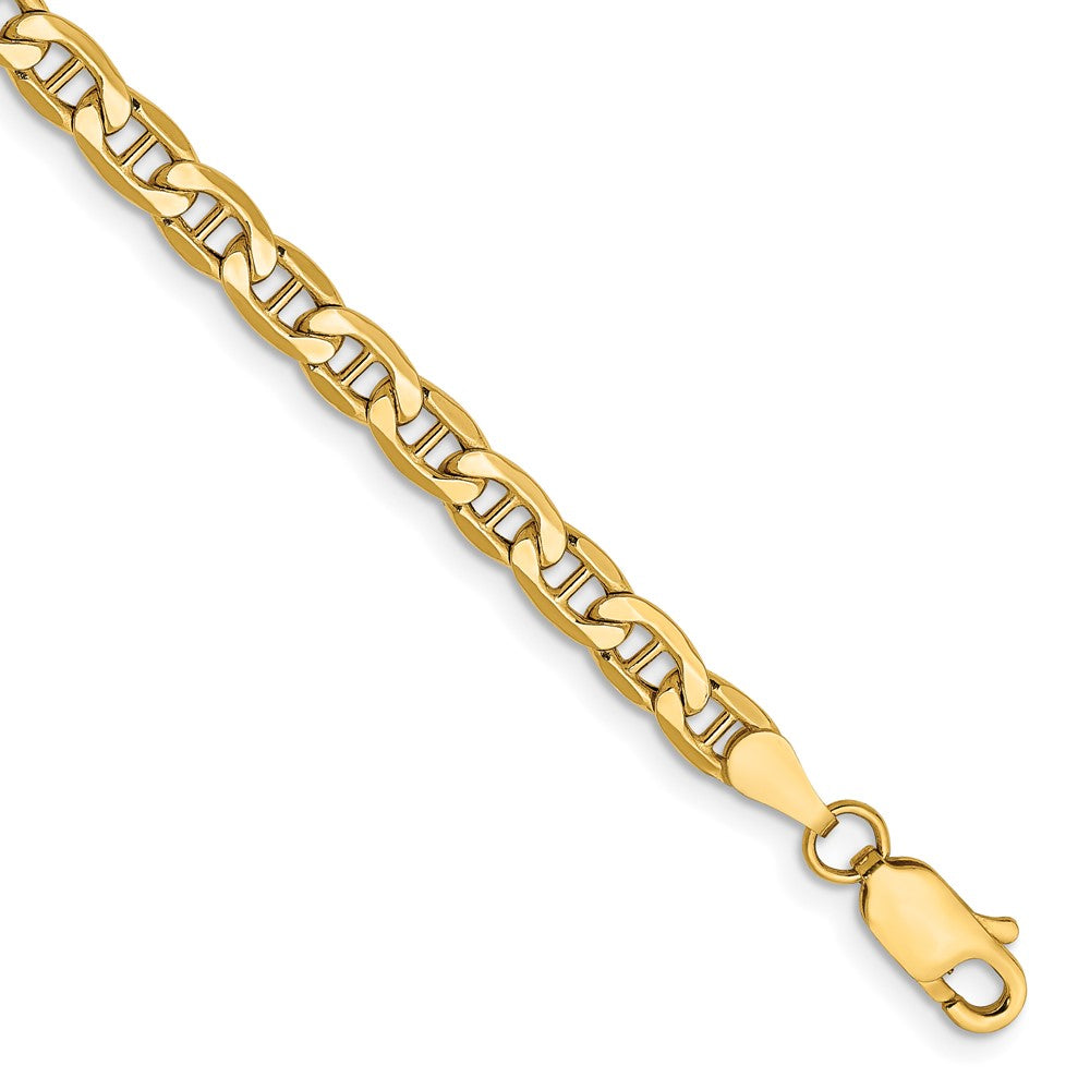 7 Inch 14K Yellow Gold 4mm Semi Solid Anchor Chain Bracelet