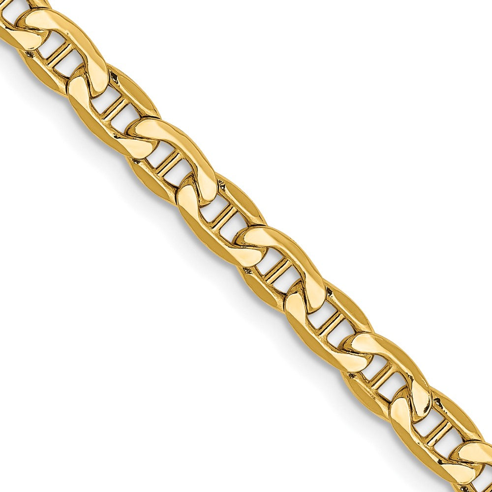 16 Inch 14K Yellow Gold 4mm Semi Solid Anchor Chain Necklace