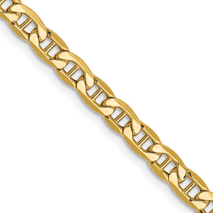 18 Inch 14K Yellow Gold 4mm Semi Solid Anchor Chain Necklace