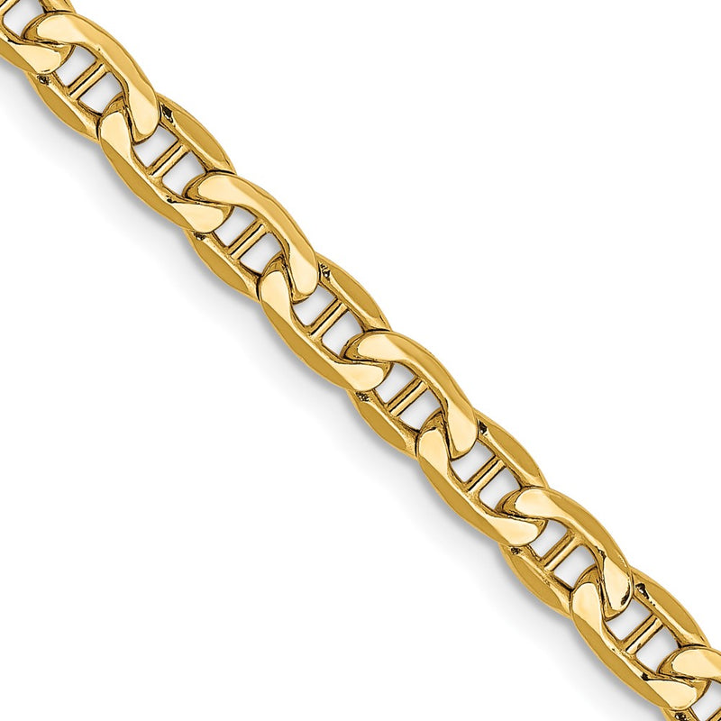24 Inch 14K Yellow Gold 4mm Semi Solid Anchor Chain Necklace