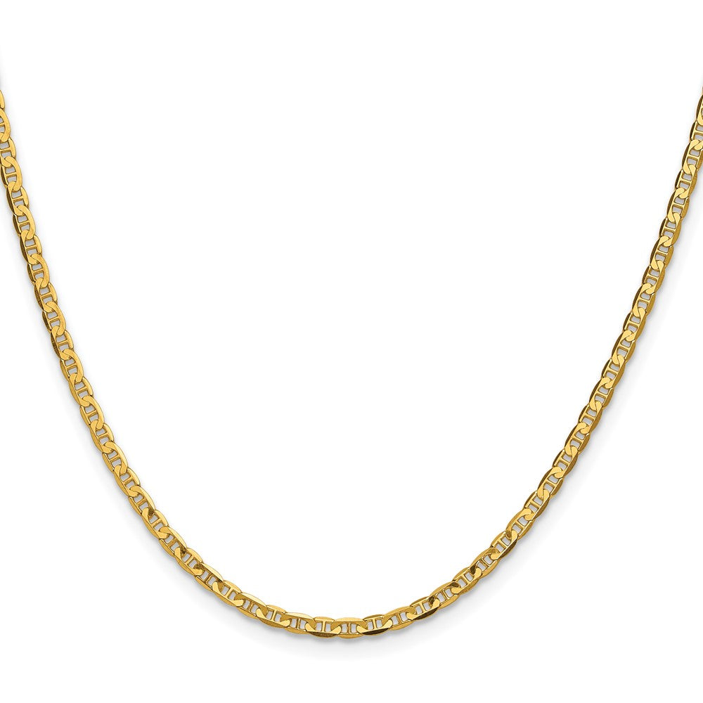 16 Inch 14K Yellow Gold 2.4mm Concave Anchor Chain Necklace