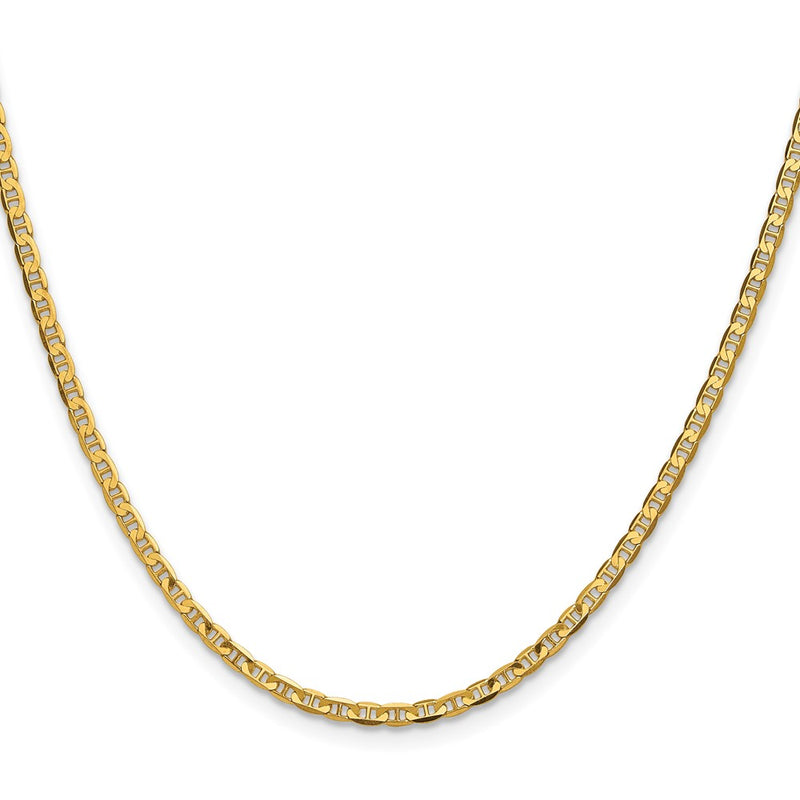 16 Inch 14K Yellow Gold 2.4mm Concave Anchor Chain Necklace