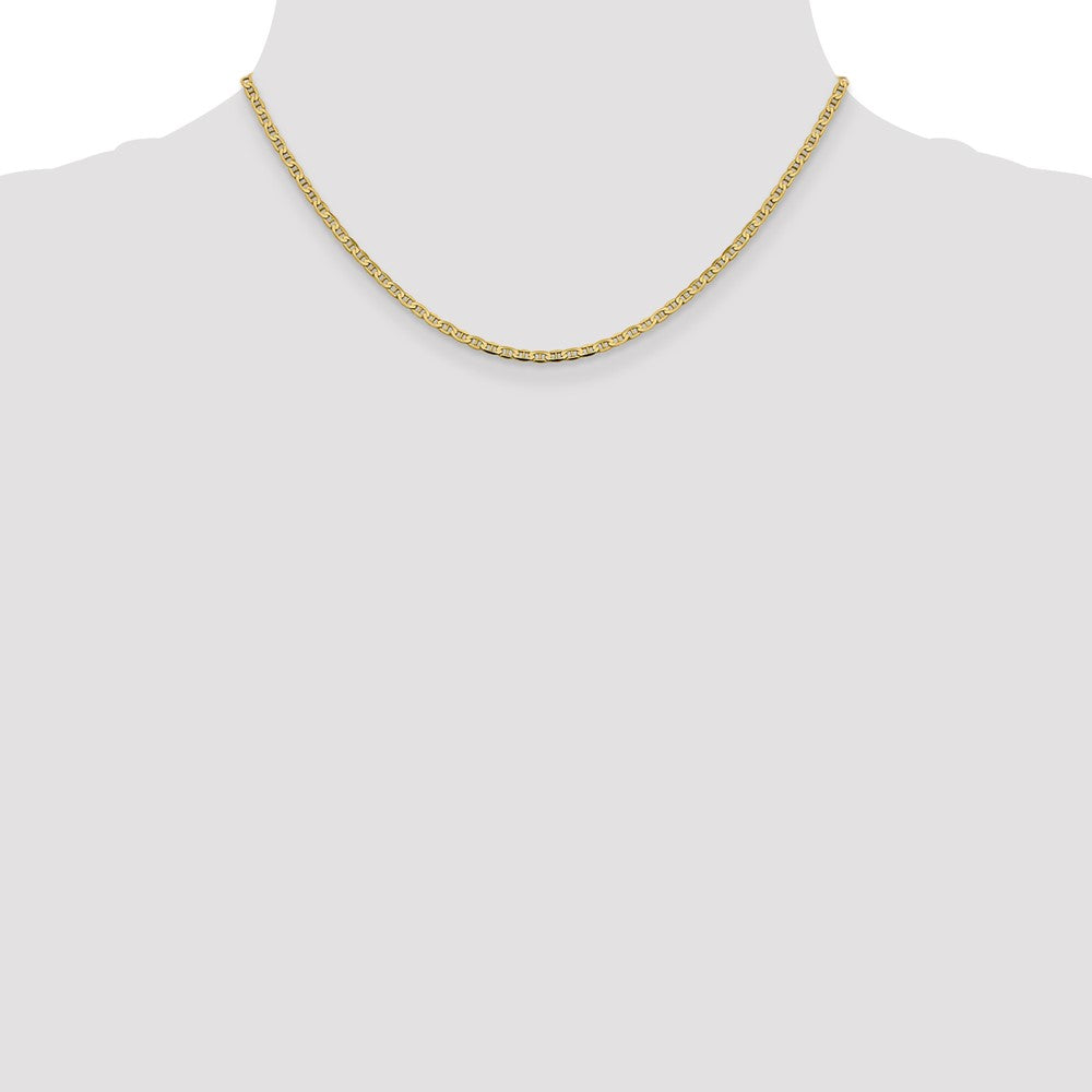 16 Inch 14K Yellow Gold 2.4mm Concave Anchor Chain Necklace