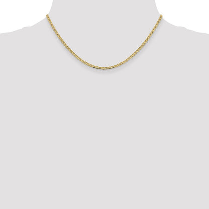 16 Inch 14K Yellow Gold 2.4mm Concave Anchor Chain Necklace