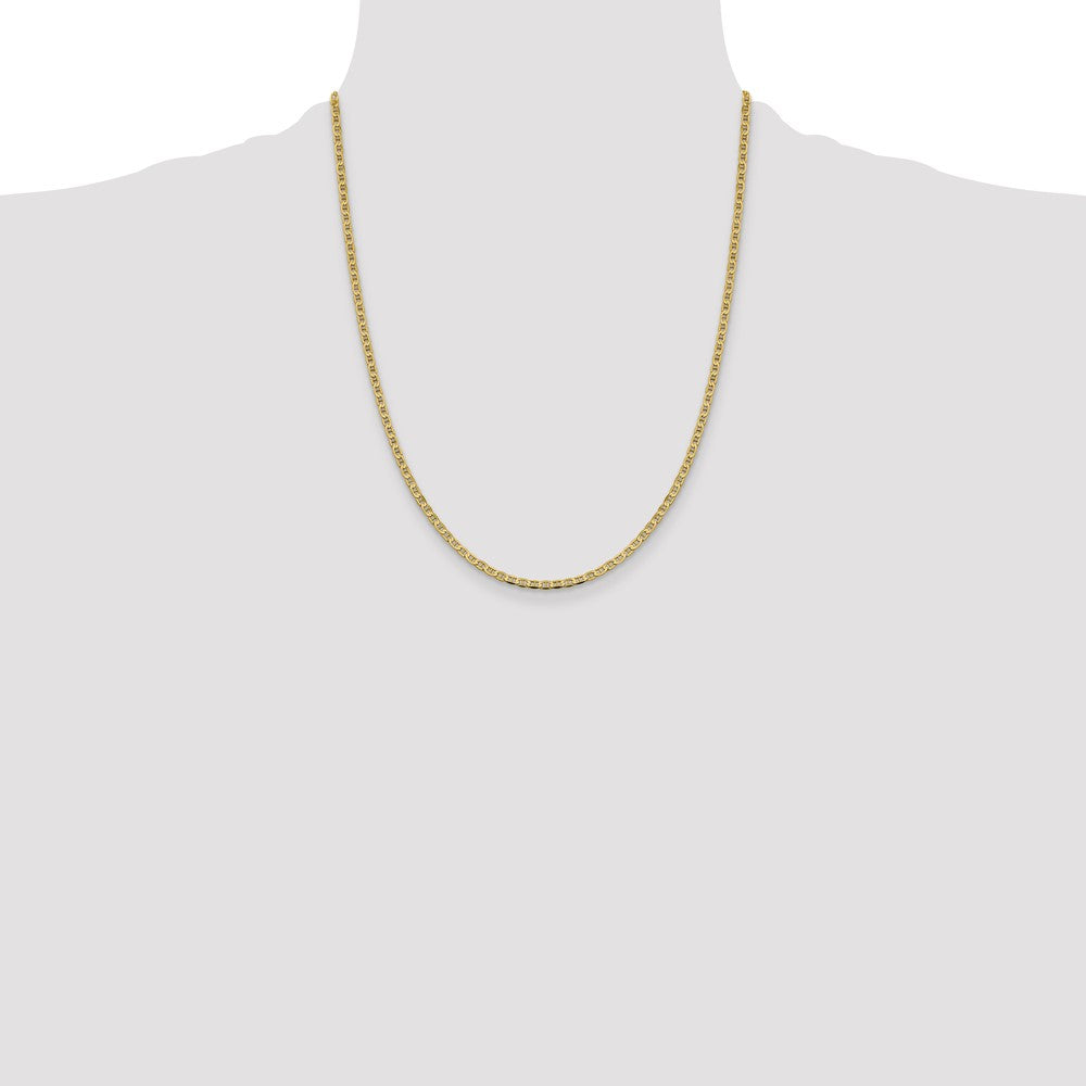 22 Inch 14K Yellow Gold 2.4mm Concave Anchor Chain Necklace