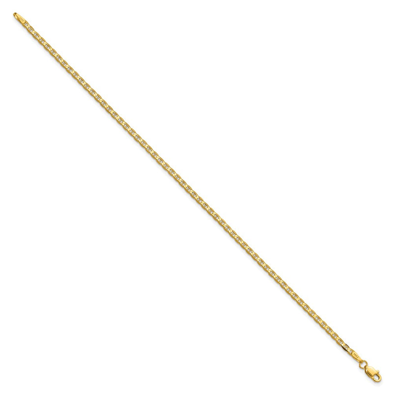 8 Inch 14K Yellow Gold 2.4mm Concave Anchor Chain Bracelet
