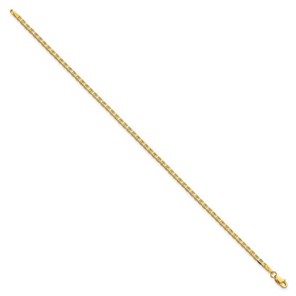 7 Inch 14K Yellow Gold 2.4mm Concave Anchor Chain Bracelet
