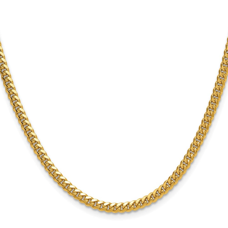 26 Inch 14K Yellow Gold 3.5mm Solid Miami Cuban Chain Necklace