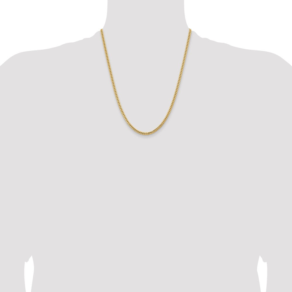 22 Inch 14K Yellow Gold 3.5mm Solid Miami Cuban Chain Necklace