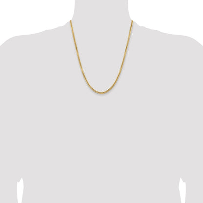 22 Inch 14K Yellow Gold 3.5mm Solid Miami Cuban Chain Necklace