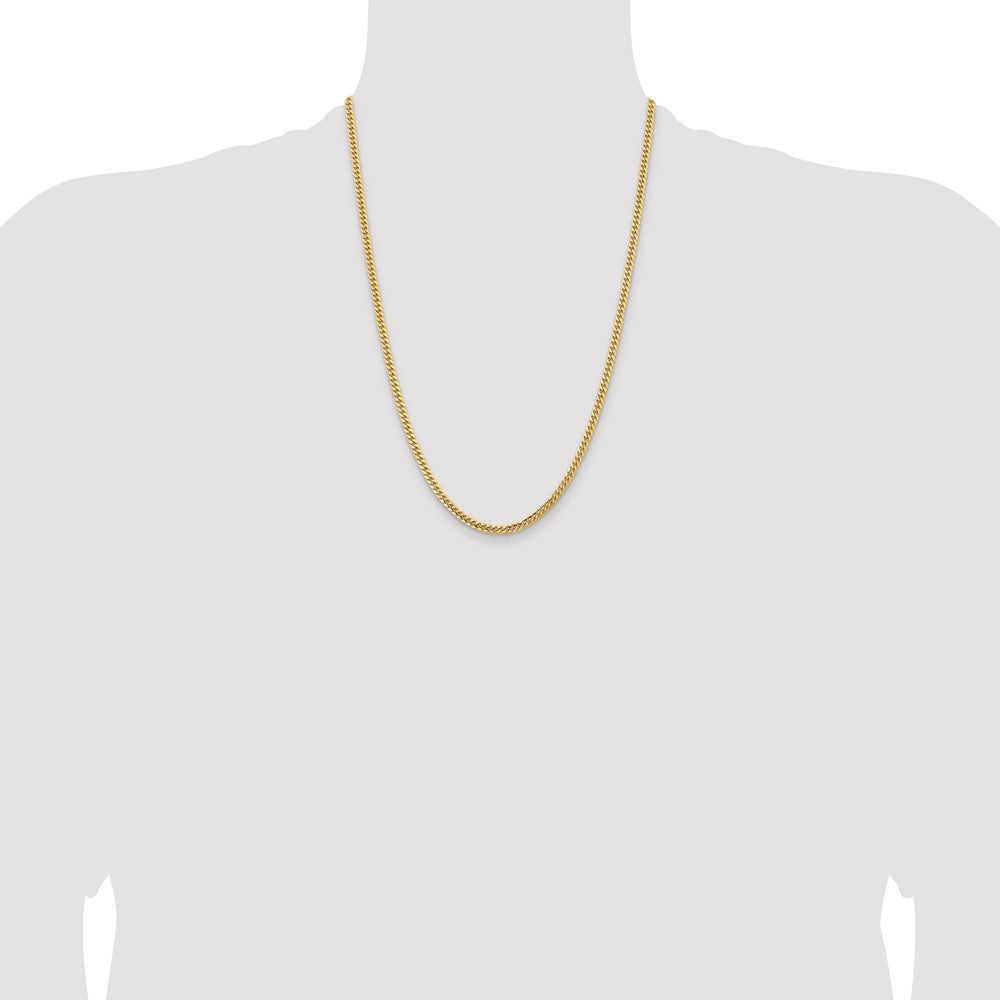 24 Inch 14K Yellow Gold 3.5mm Solid Miami Cuban Chain Necklace