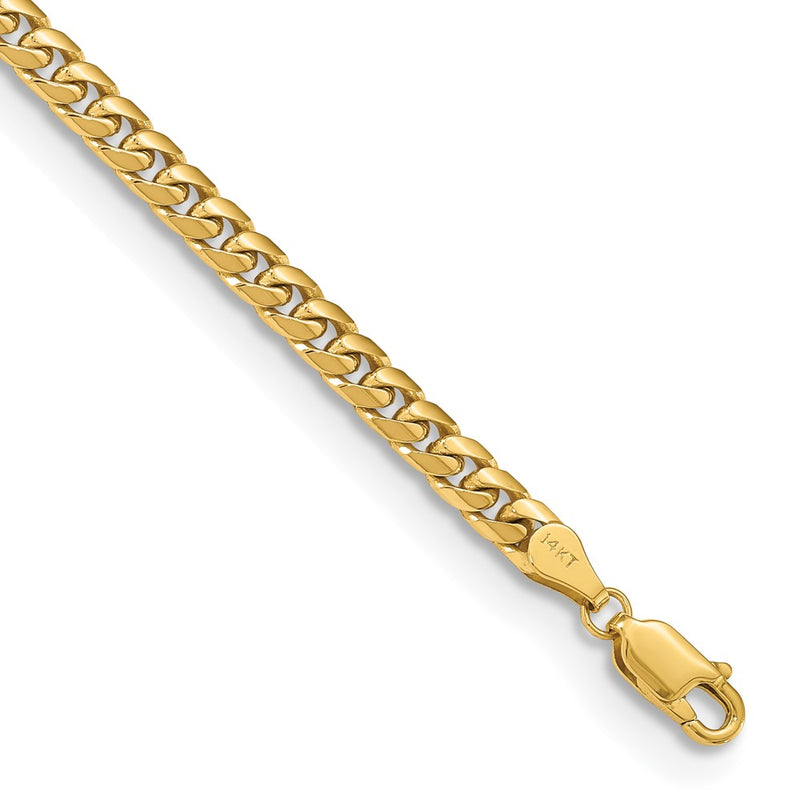 8 Inch 14K Yellow Gold 4.3mm Solid Miami Cuban Chain Bracelet