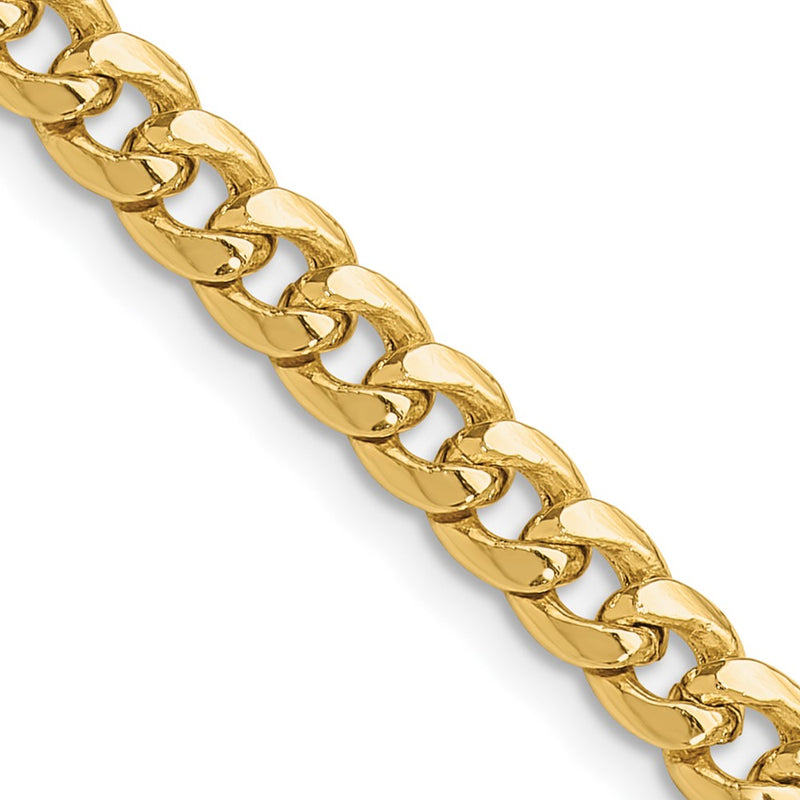 18 Inch 14K Yellow Gold 4.3mm Solid Miami Cuban Chain Necklace