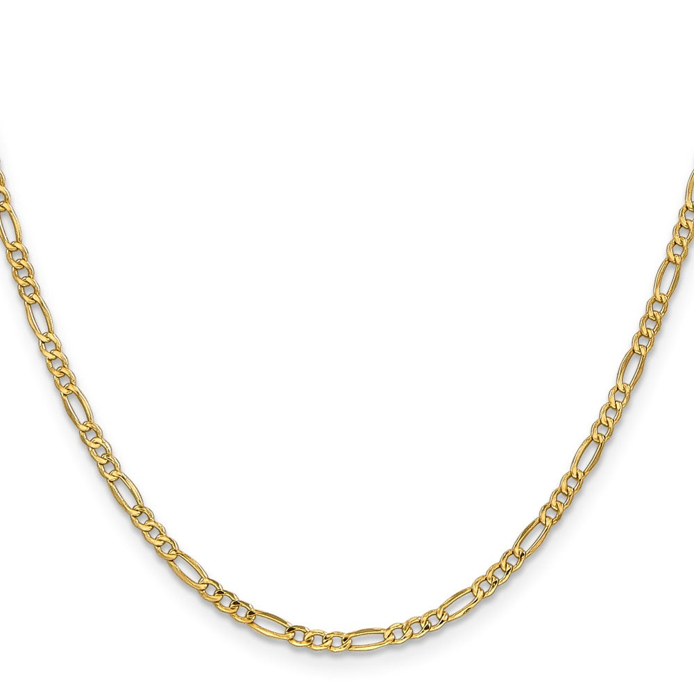 18 Inch 14K Yellow Gold 2.5mm Semi Solid Figaro Chain Necklace