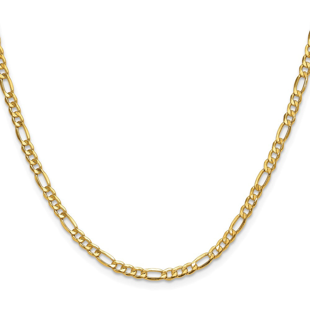 24 Inch 14K Yellow Gold 3.5mm Semi Solid Figaro Chain Necklace