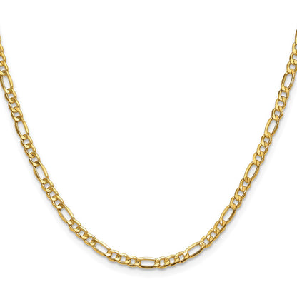 24 Inch 14K Yellow Gold 3.5mm Semi Solid Figaro Chain Necklace
