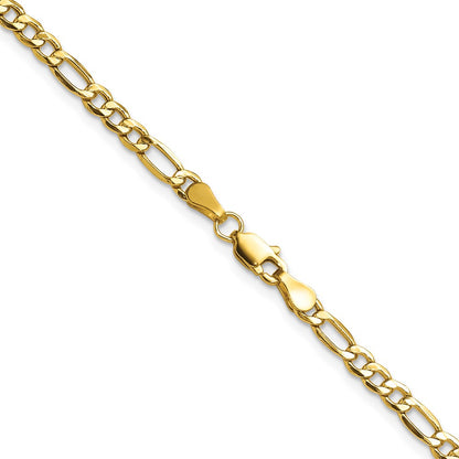 18 Inch 14K Yellow Gold 3.5mm Semi Solid Figaro Chain Necklace
