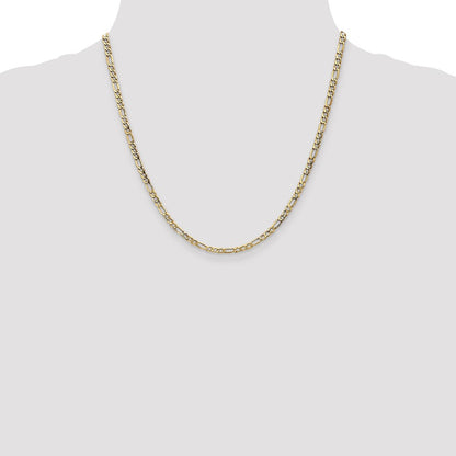 2 Inch 14K Yellow Gold 3.5mm Semi Solid Figaro Chain Necklace