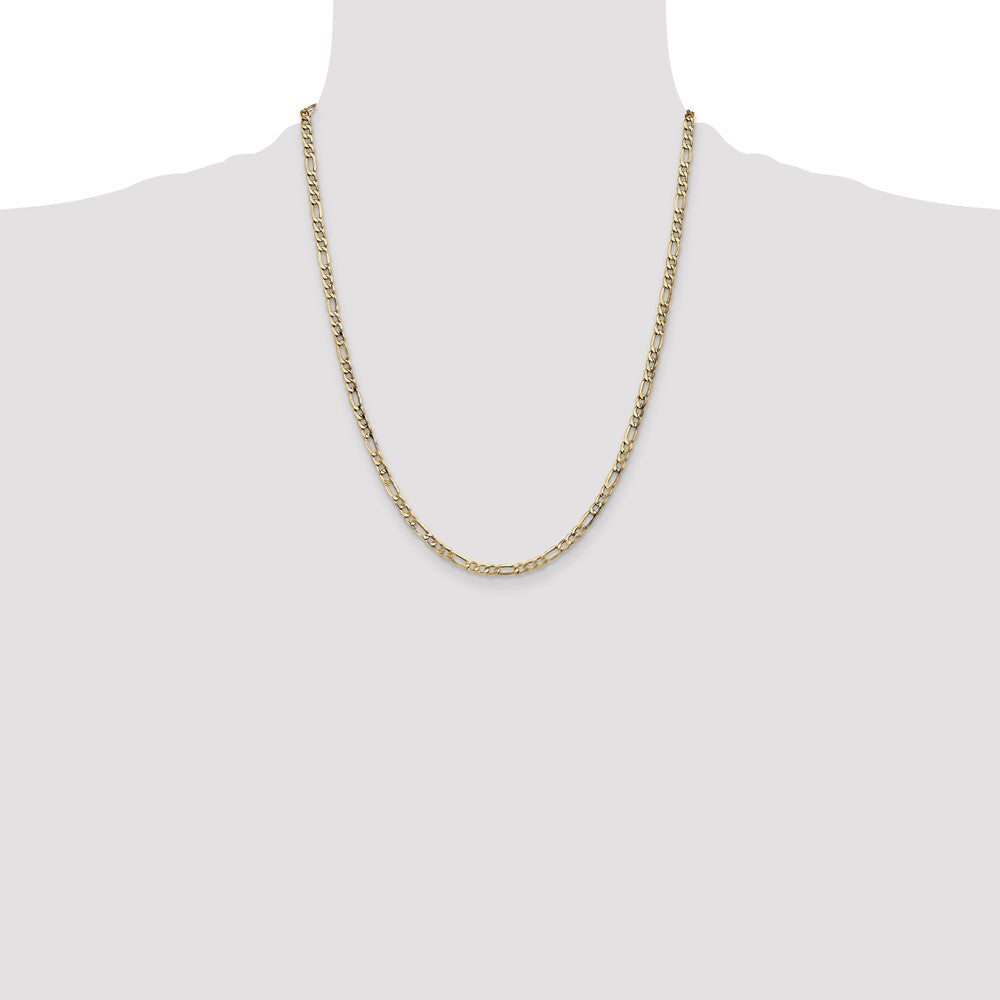 22 Inch 14K Yellow Gold 3.5mm Semi Solid Figaro Chain Necklace