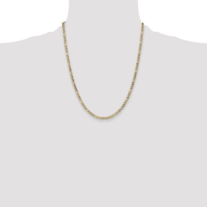 22 Inch 14K Yellow Gold 3.5mm Semi Solid Figaro Chain Necklace