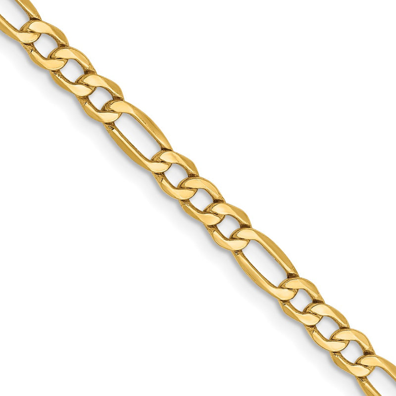 16 Inch 14K Yellow Gold 3.5mm Semi Solid Figaro Chain Necklace