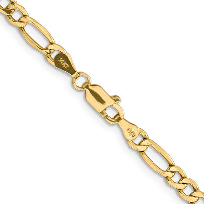18 Inch 14K Yellow Gold 4.2mm Semi Solid Figaro Chain Necklace