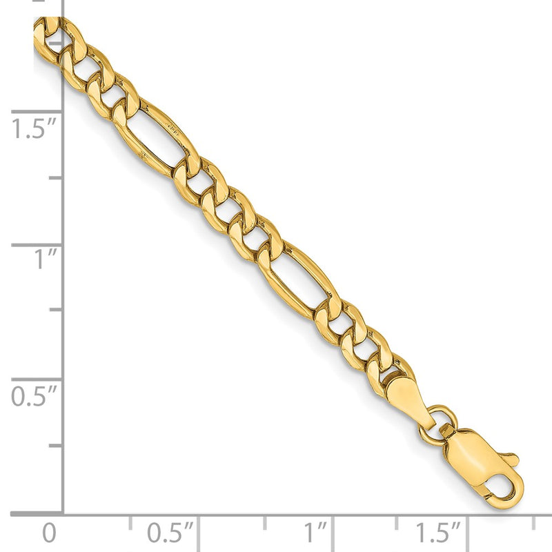 8 Inch 14K Yellow Gold 4.2mm Semi Solid Figaro Chain Bracelet