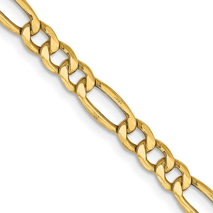18 Inch 14K Yellow Gold 4.2mm Semi Solid Figaro Chain Necklace