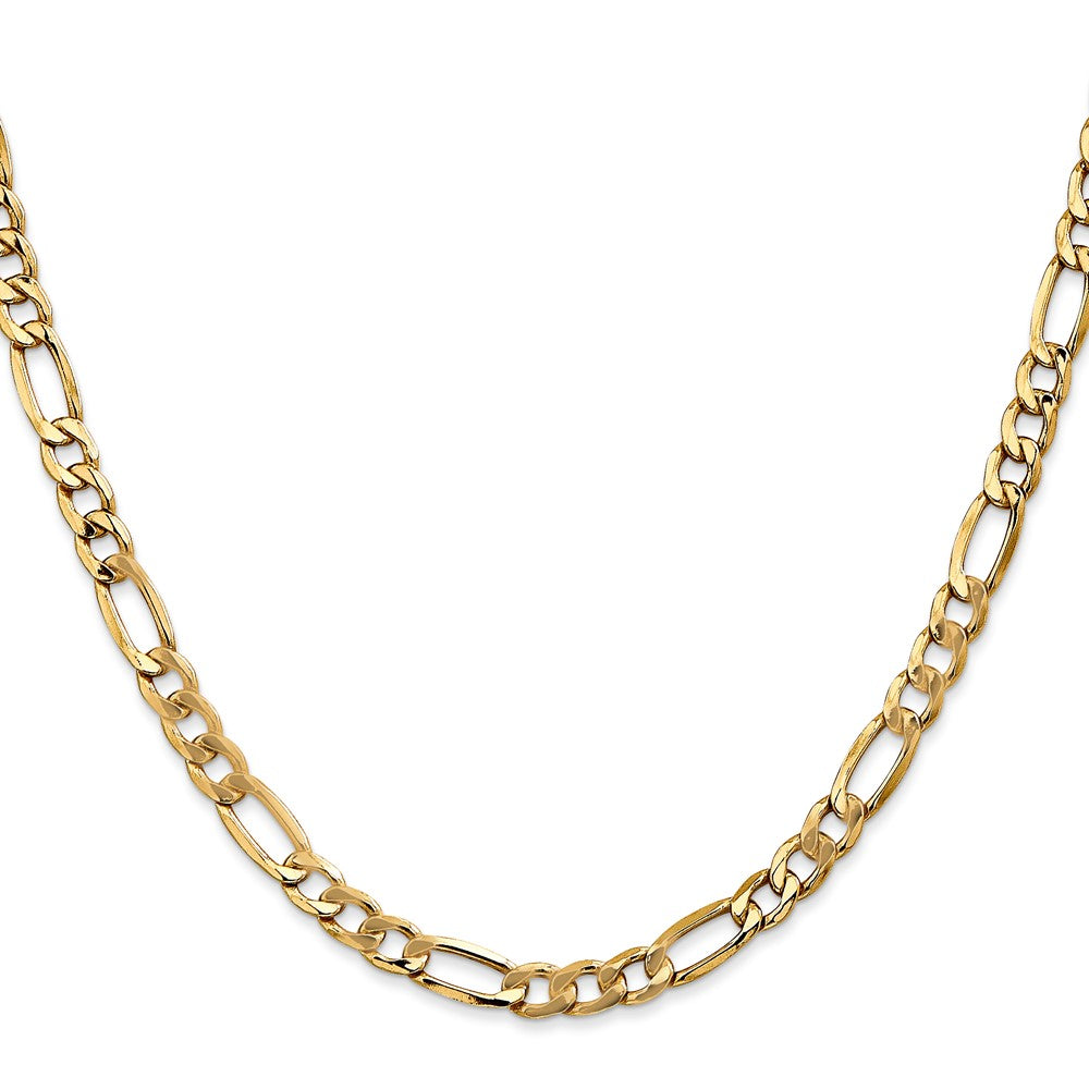 22 Inch 14K Yellow Gold 5.75mm Semi Solid Figaro Chain Necklace