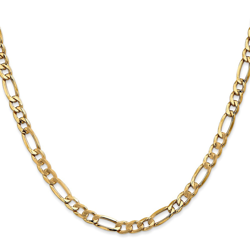 22 Inch 14K Yellow Gold 5.75mm Semi Solid Figaro Chain Necklace