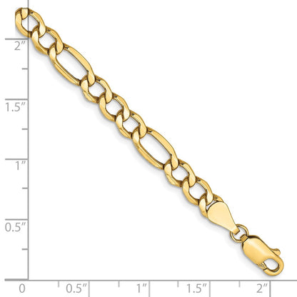 7 Inch 14K Yellow Gold 5.75mm Semi Solid Figaro Chain Bracelet