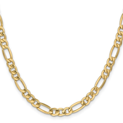 2 Inch 14K Yellow Gold 6.25mm Semi Solid Figaro Chain Necklace