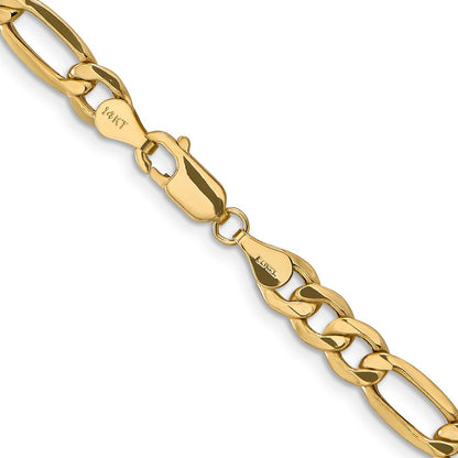 24 Inch 14K Yellow Gold 6.25mm Semi Solid Figaro Chain Necklace