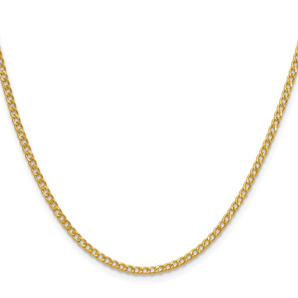 24 Inch 14K Yellow Gold 2.5mm Semi Solid Curb Chain Necklace
