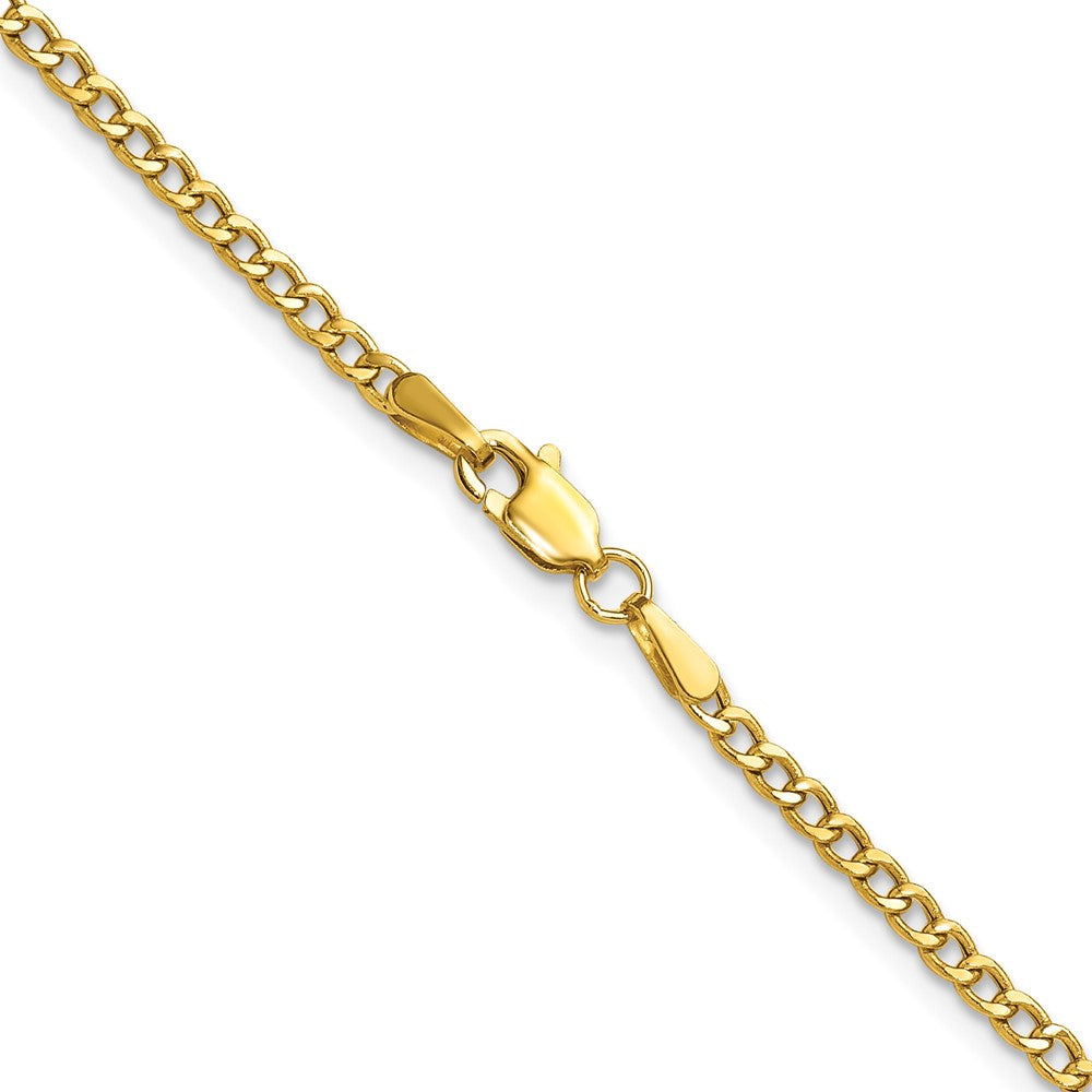 24 Inch 14K Yellow Gold 2.5mm Semi Solid Curb Chain Necklace