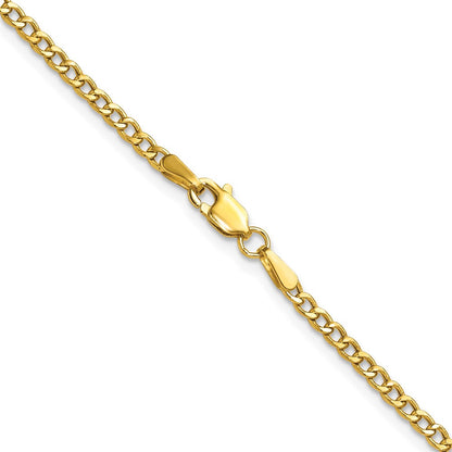 24 Inch 14K Yellow Gold 2.5mm Semi Solid Curb Chain Necklace