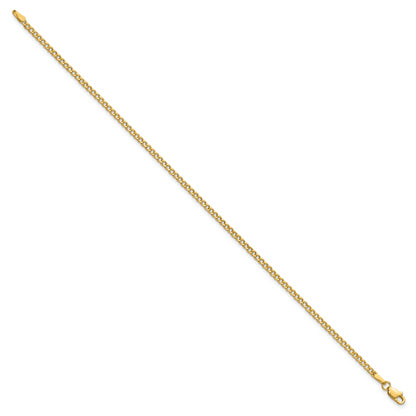 7 Inch 14K Yellow Gold 2.5mm Semi Solid Curb Chain Bracelet