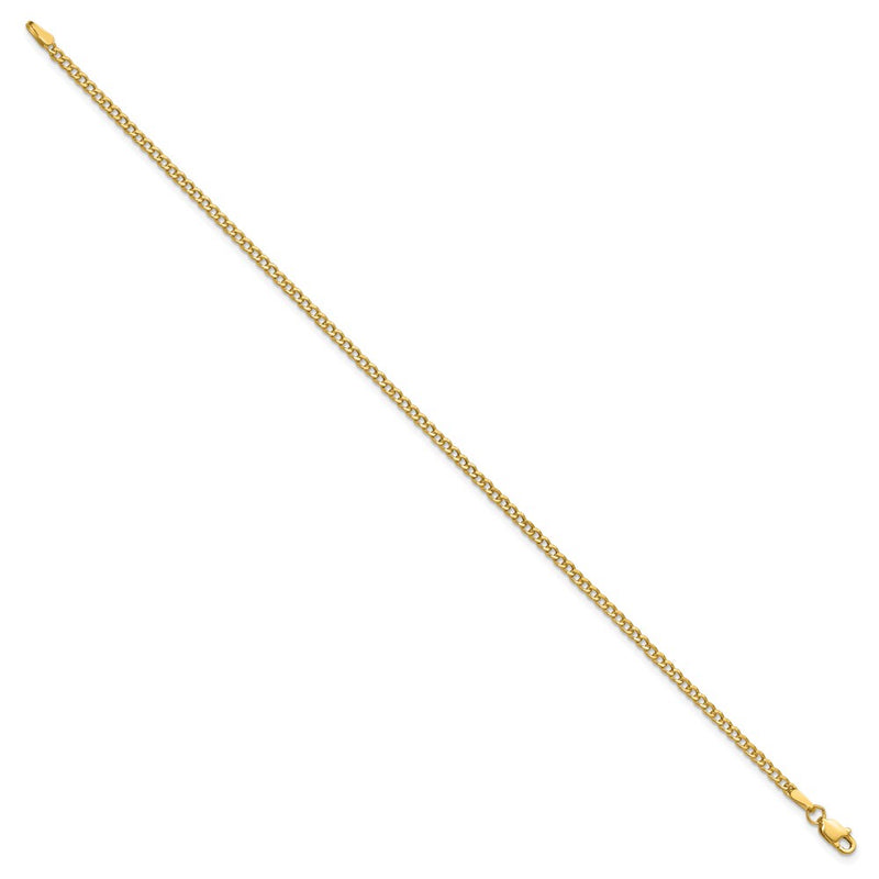 7 Inch 14K Yellow Gold 2.5mm Semi Solid Curb Chain Bracelet