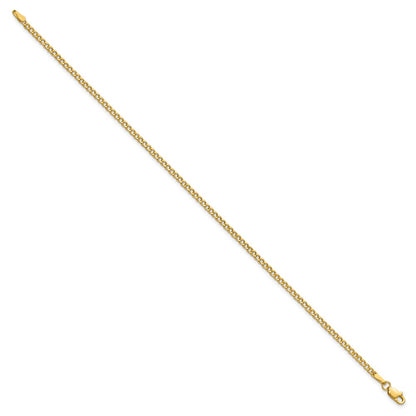 8 Inch 14K Yellow Gold 2.5mm Semi Solid Curb Chain Bracelet