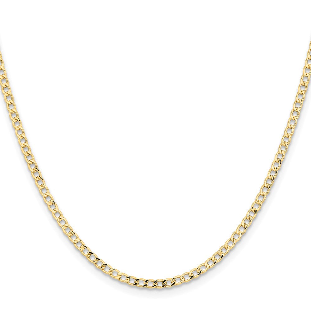 18 Inch 14K Yellow Gold 2.85mm Semi Solid Curb Chain Necklace