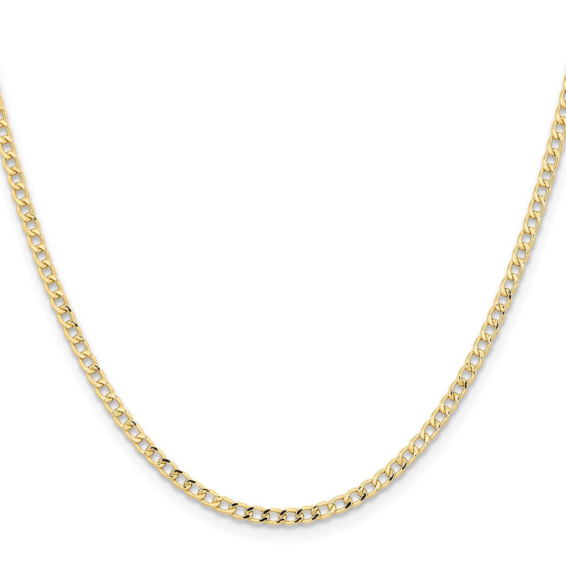 2 Inch 14K Yellow Gold 2.85mm Semi Solid Curb Chain Necklace