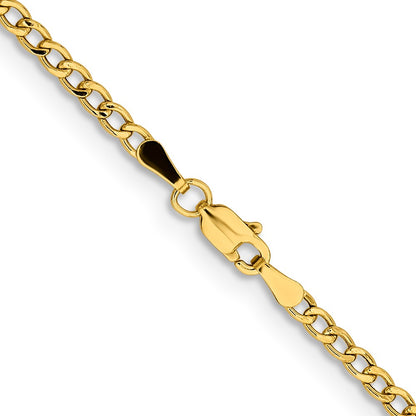 24 Inch 14K Yellow Gold 2.85mm Semi Solid Curb Chain Necklace