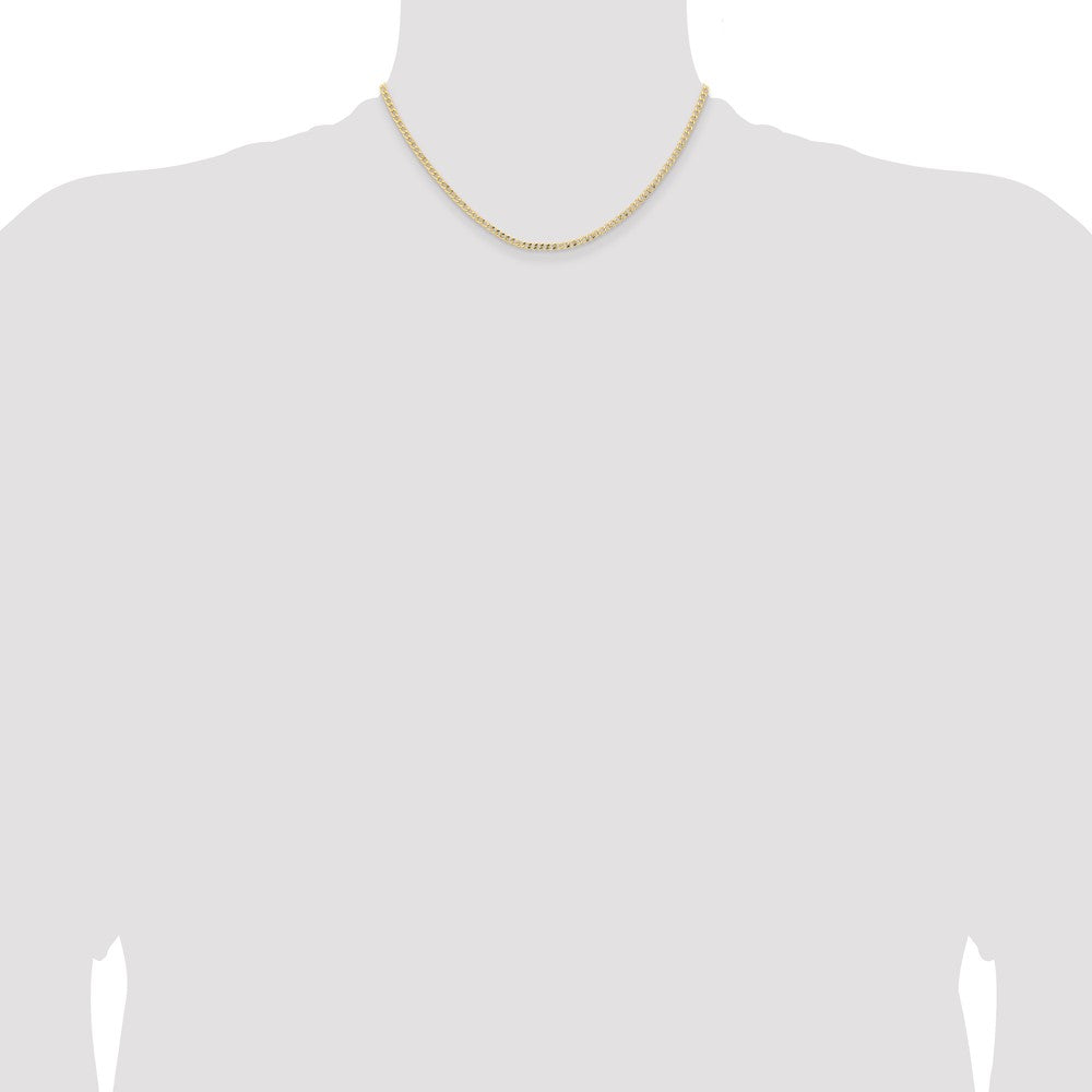 16 Inch 14K Yellow Gold 2.85mm Semi Solid Curb Chain Necklace
