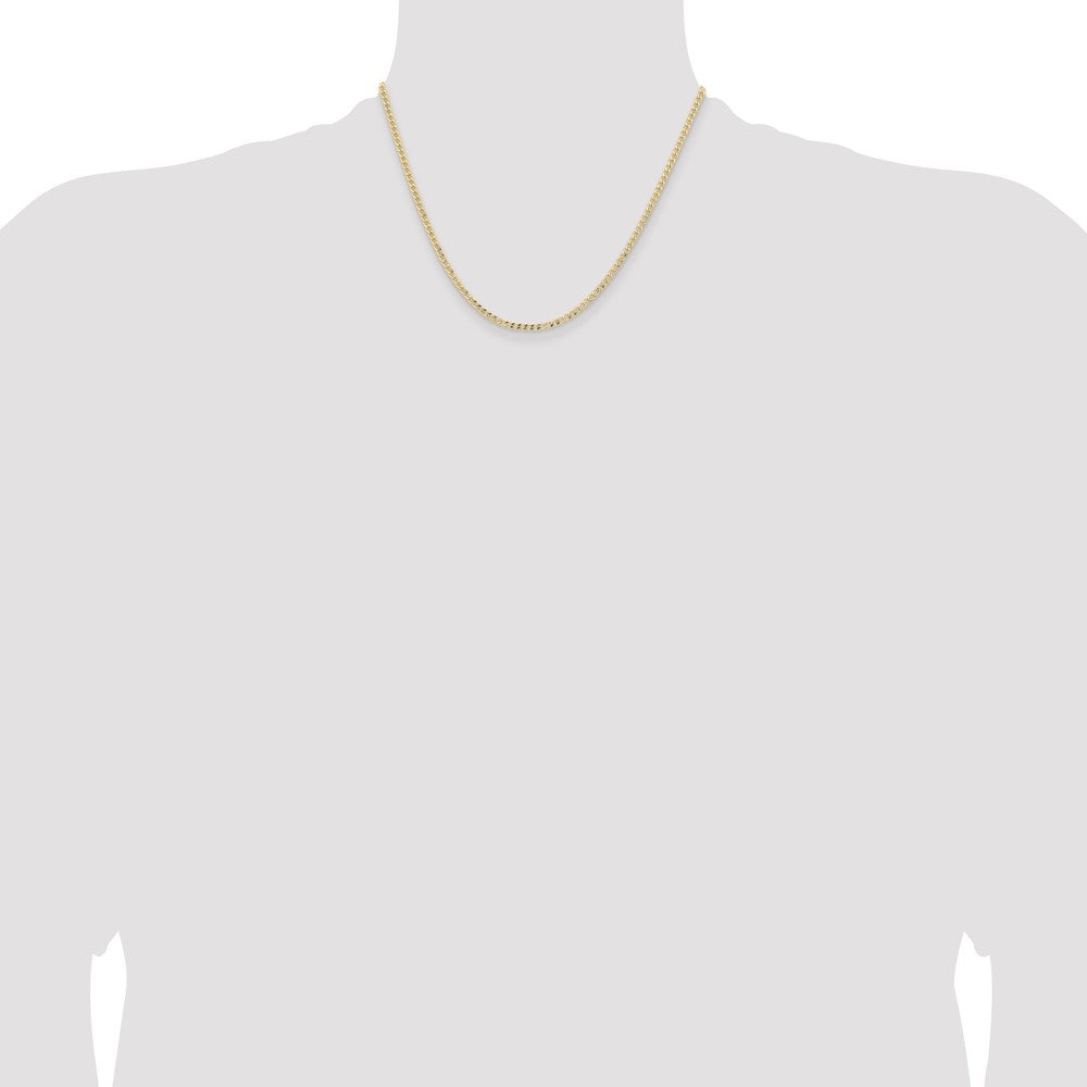 18 Inch 14K Yellow Gold 2.85mm Semi Solid Curb Chain Necklace